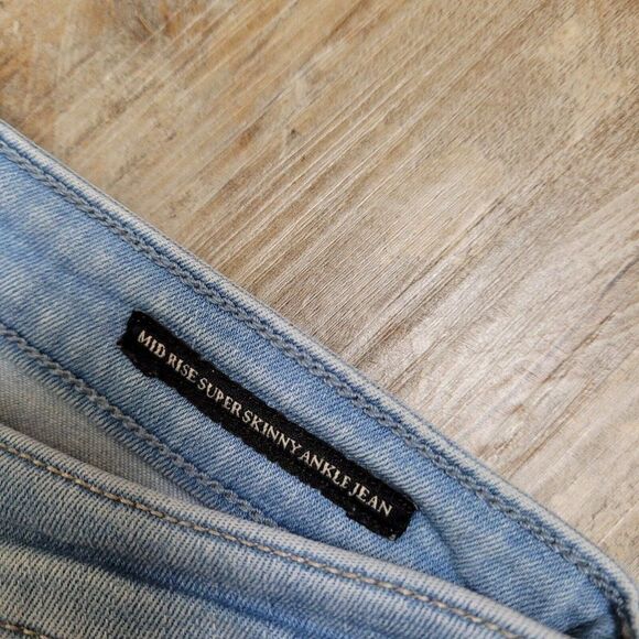 Abercrombie & Fitch Mid Rise Super Skinny Ankle Jeans Blue‎ Light Wash Womens 28 - Picture 12 of 15